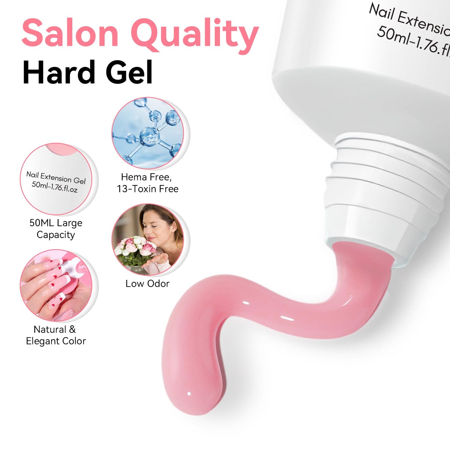 Makartt Poly Nail Gel Natural Pink 50ML: Professional Gel Builder for Nail Extension Nail Strengthener Sculpture Beauty Gift 3D Gels Molder Nail Art Easy DIY at Home Salon