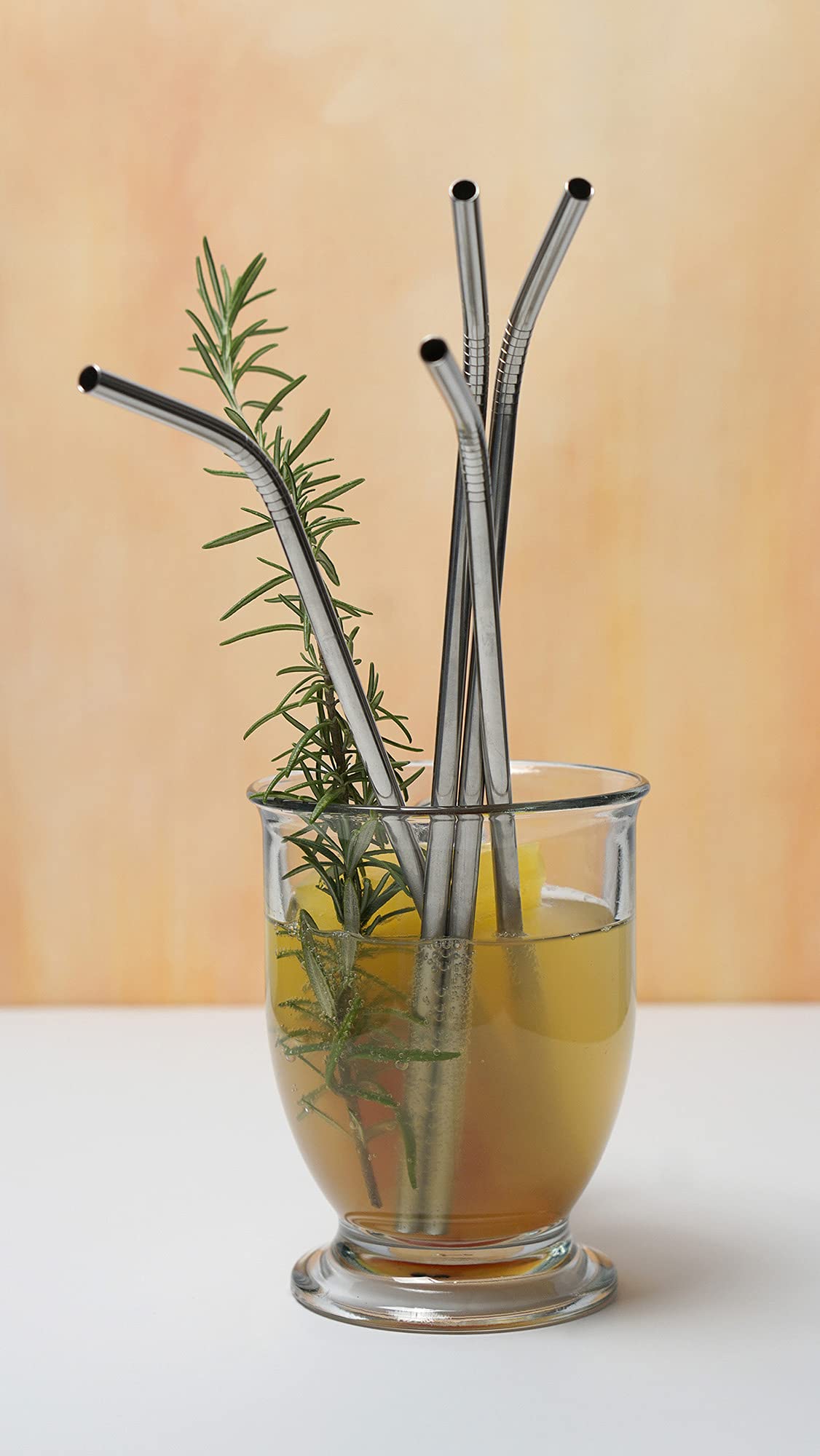 RSVP International Endurance Stainless Steel 10.5" Drink Straws, 4 Count | 5mm Fits Most Tumblers| Reusable & Durable | For Smoothies, Frappes, Sodas, Tea & More | Dishwasher Safe