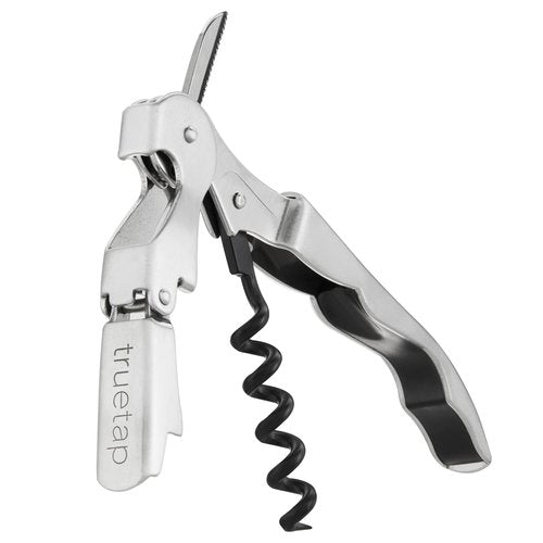 True TrueTap Double Hinged Waiter’s Corkscrew, Stainless Steel Wine Key Bottle Opener with Foil Cutter