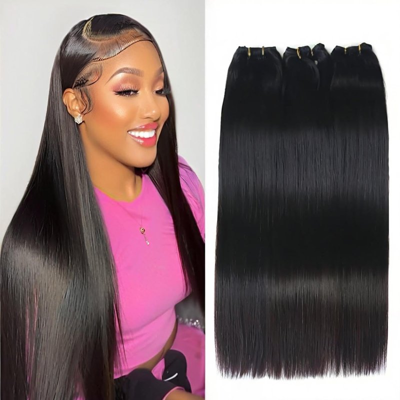 12A Human Hair Bundles 20 Inch 1pc Straight Bundles Human Hair 100% Unprocessed Brazilian Remy Virgin Hair Extensions Raw Quick Weave Sew In Glossy Billion Hair Bundles Natural Black