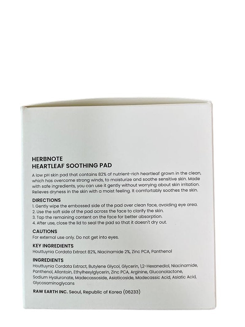 Heartleaf Soothing Moisture Pad - 80% Low-Temperature Extracted Heartleaf & Niacinamide for Acne Control | 70 Pads