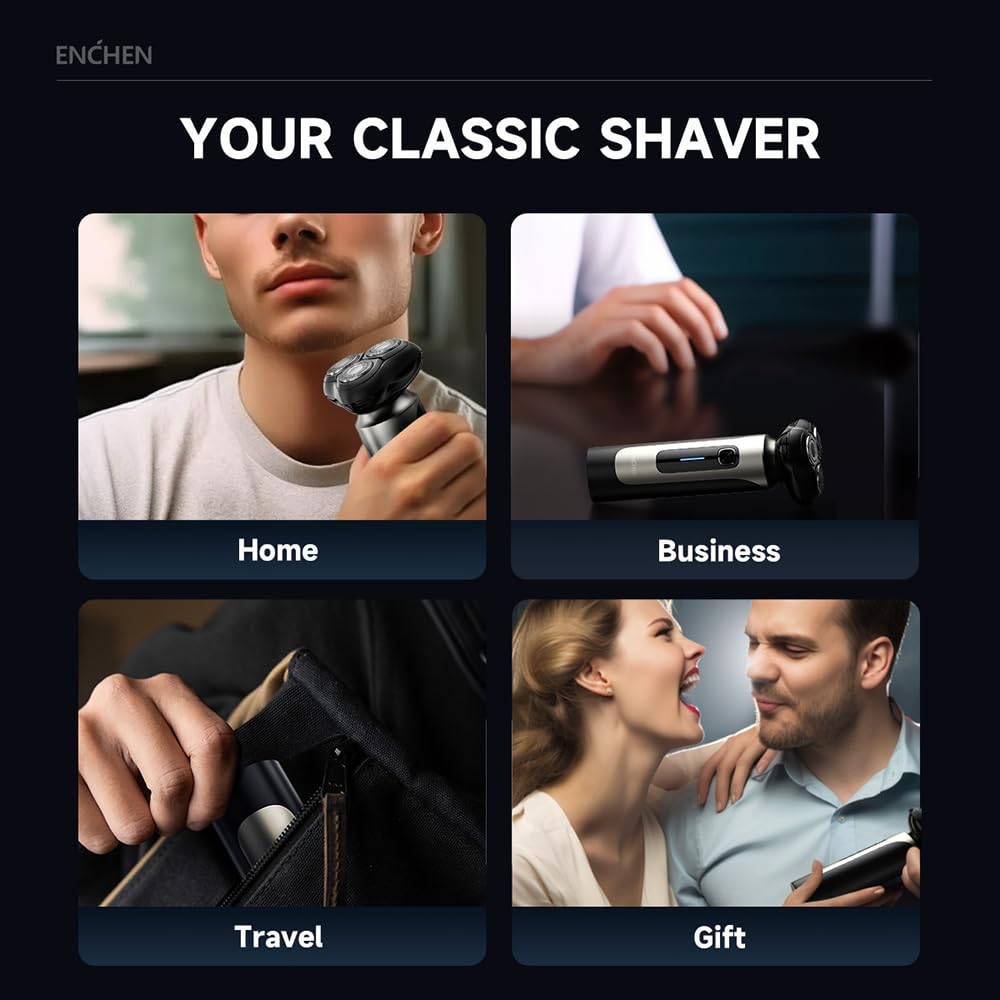 Beard Trimmer for Men, Enchen Blackstone 8 Wet Dry Shaver with 3D Flexible Head, Pop Up Trimmer, Water Proof Cordless Portable Shaver, Ideal Gift for Men