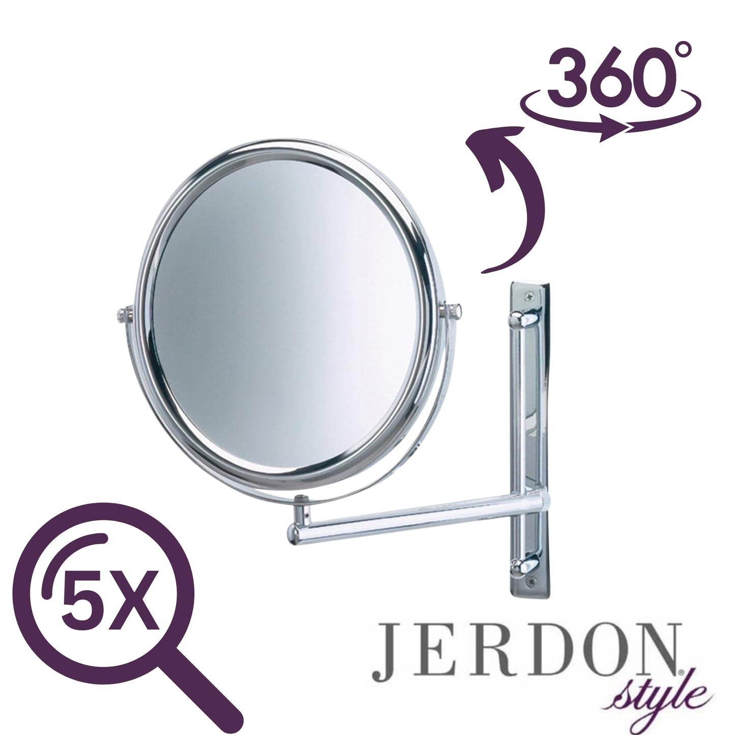 JERDON Two-Sided Wall-Mounted Makeup Mirror with 3X-1X Magnification –9” Diameter Mirror Extends 9” – Polished Chrome Finish - Model JP3030CF