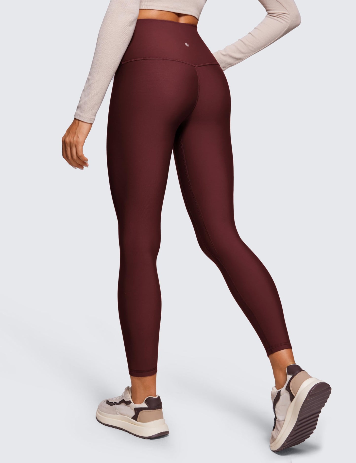 CRZ YOGA Womens High Waisted Fleece Lined Leggings 25 inches - Winter Warm Thick Thermal Soft Workout Yoga Pants Red Merlot Medium