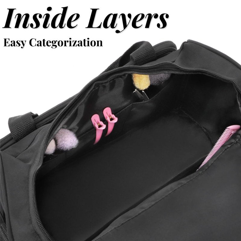 Eorbow Hairstylist Travel Bag, Large Capacity Hairdresser Bag with Divider, Sturdy Barber Case Holder for Hair Stuff, Professional Cosmetology Organizer for Curling Iron Hair Straightener Supplies