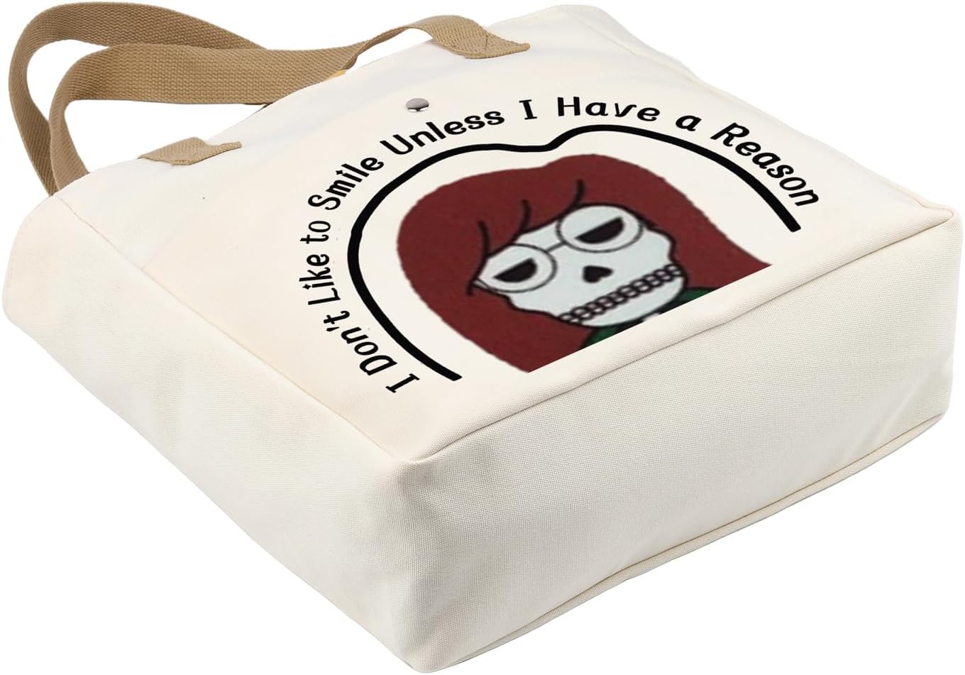 Cartoon Tote Bag - I Don't Like To Smile Unless I Have a Reason | 90s TV Show Merchandise for Fans