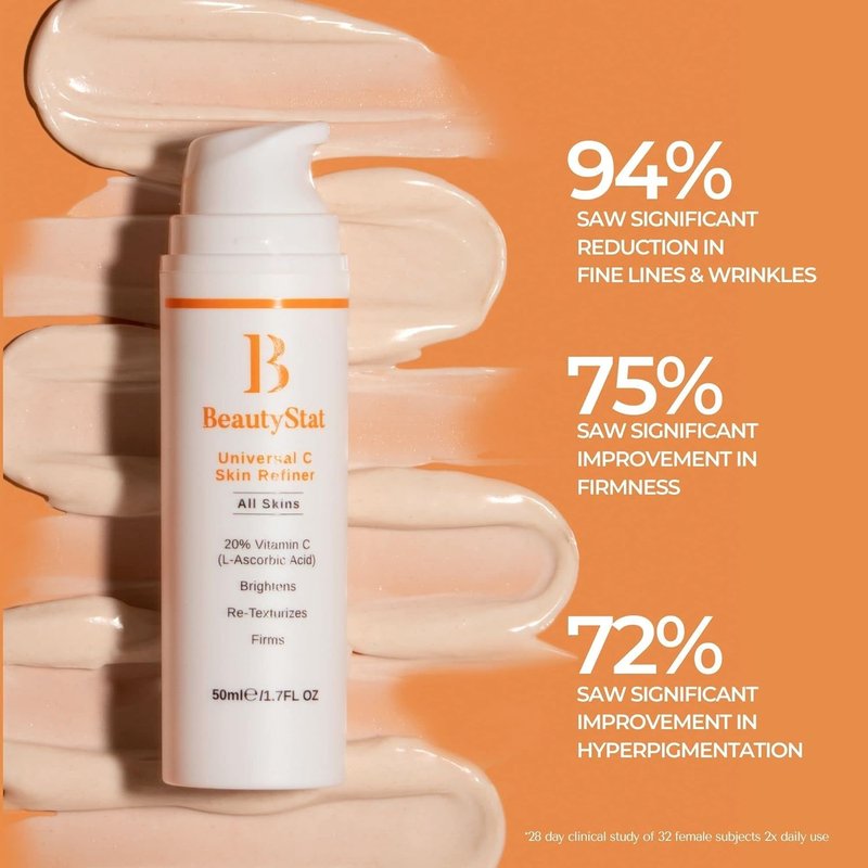 BeautyStat Universal C Serum – 20% Pure Vitamin C with Collagen-Boosting Peptides and Hyaluronic Acid to Brighten, Firm, and Strengthen Skin (15ml)