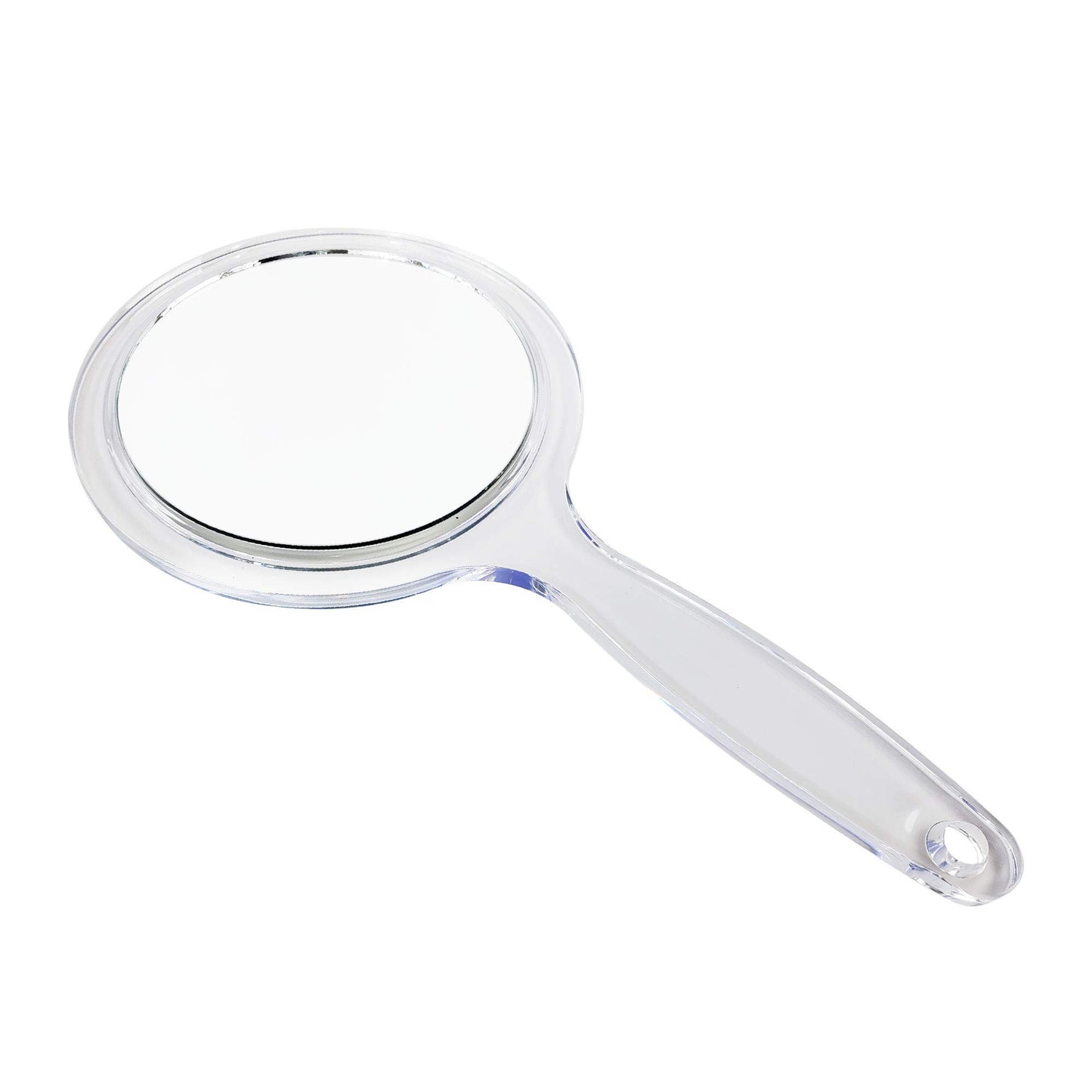 Rucci Round Hand Held Magnifying Makeup Mirror 10X 1X Clear Acrylic Double-Sided Mirror with Handle Personal Mirror for Women (Round 5 Inch) (Pack of 2)