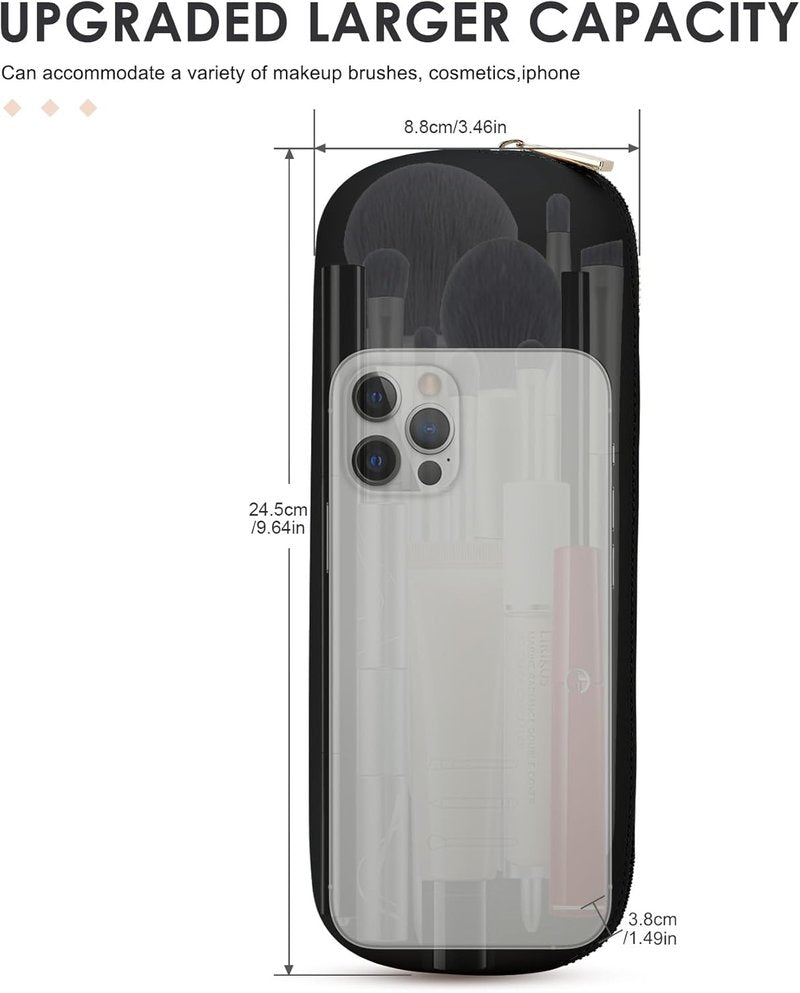 Travel Makeup Brush Holder - Magnetic Anti-Fall Silicone Organizer for Cosmetics | Portable & Sleek Design - Khaki (Black)