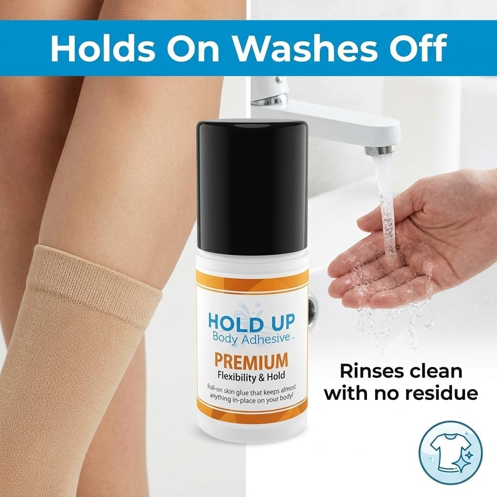 Hold Up Body Adhesive - Premium Roll-On Skin Glue for Dancers & Costumes | 2 oz, 2-Pack