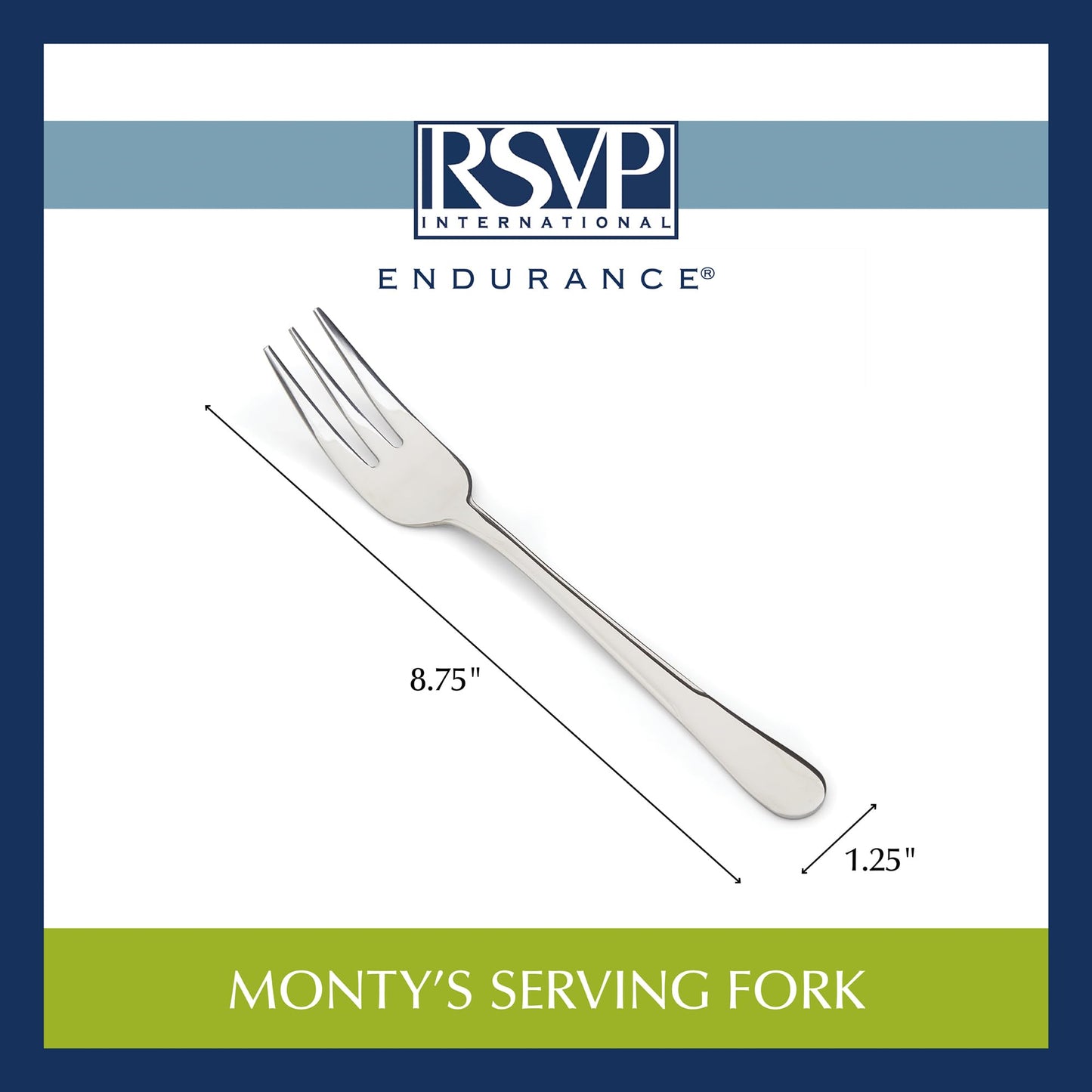 RSVP International Endurance Flatware Collection Stainless Steel, Dishwasher Safe, Serving Fork
