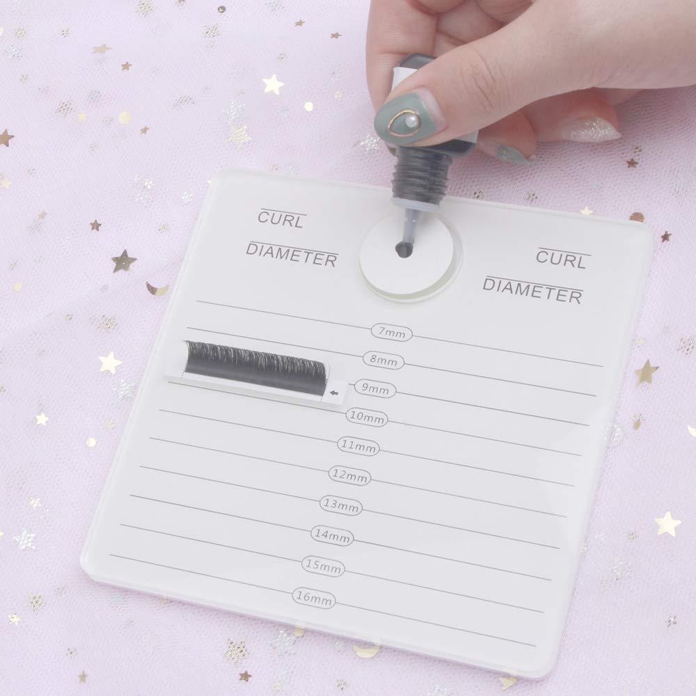 HERSQUEEN 2-in-1 Eyelash Extensions Adhesive Glue Pallet Holder With Jade Stone Acrylic Lash Tile Hand Plate Lash Pallet White Lash Tray Holder Display
