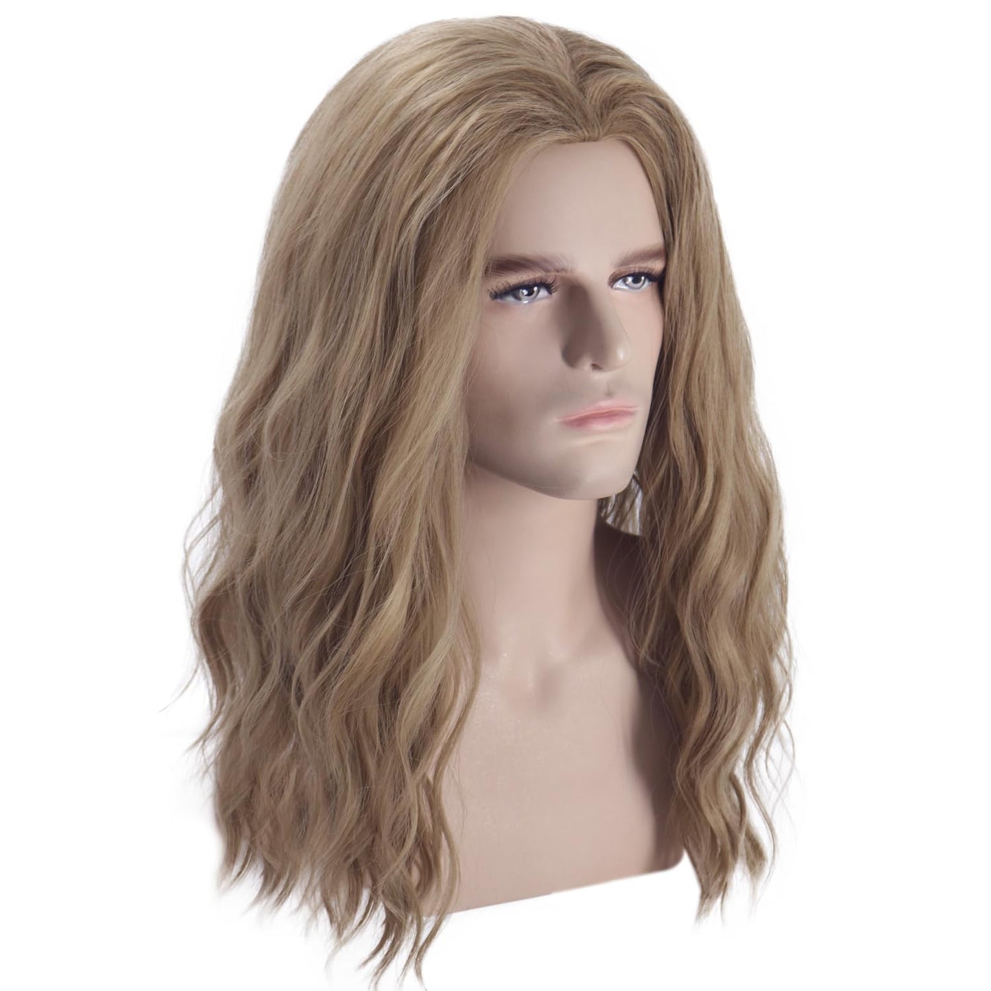 PATTNIUM Blonde Wig Mens Shoulder length Ash Blonde Wig Wavy Dirty Blonde Wigs Male Hair Heat Resistant Synthetic Hair Cosplay Party Costume Daily Wear Wigs (Ash Blonde)