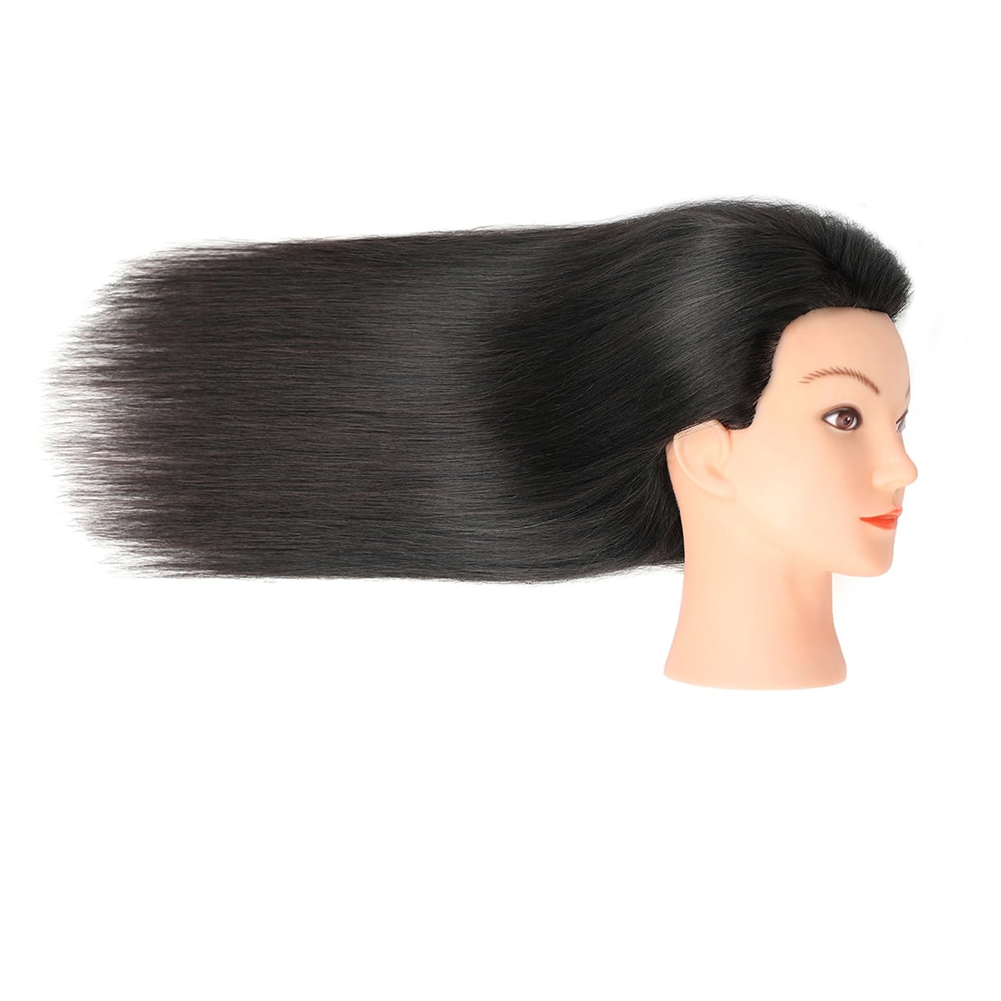 Human Hair Mannequin Head for Hair Practice - 20-22 Inch Cosmetology Doll with Clamp | Natural Black