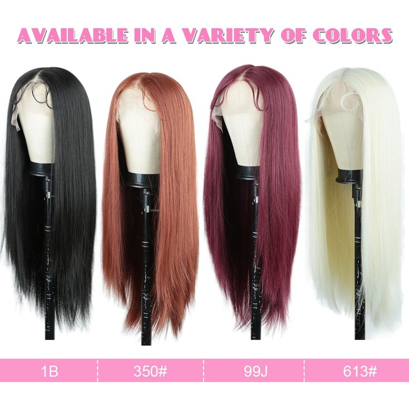 goodear 13x6 Straight Lace Front Wig Pre Plucked Lace Front Wigs with Baby Hair Glueless Lace Wigs for Women 26 Inch Full, soft, lifelike, breathable Daily Party (613# White Blonde, Long 26inch)