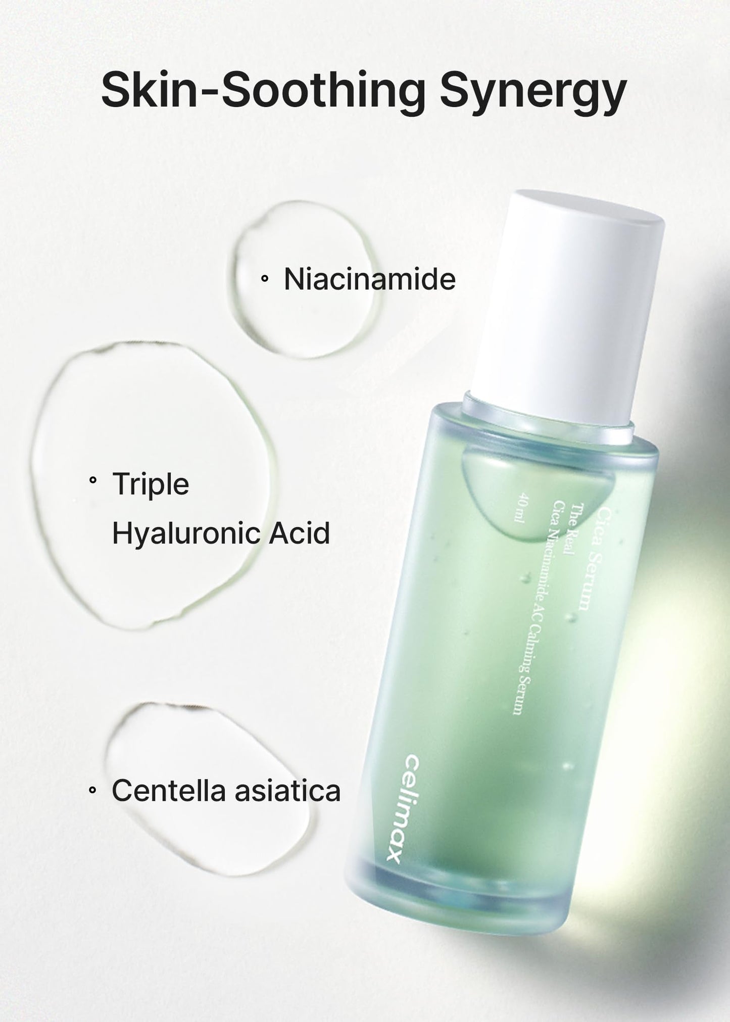 celimax The Real Cica Niacinamide AC Calming Serum 40ml | Hyaluronic Acid Redness Relief Moisturizing Soothing Restoring Serum Mild Formula for Sensitive Skin