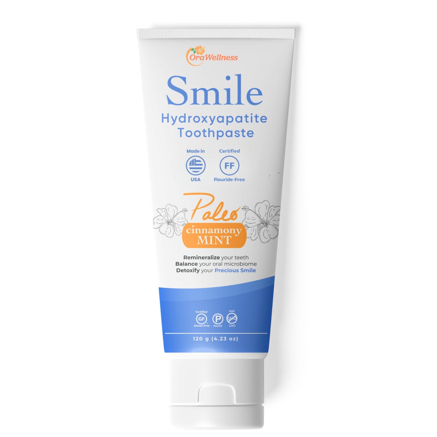 OraWellness Smile Remineralizing Hydroxyapatite Toothpaste, Cinnamon Mint - Xylitol & Microcrystalline Hydroxyapatite, Made in USA, Fluoride Free Natural Tooth Repair & Teeth Whitening, 4.23oz