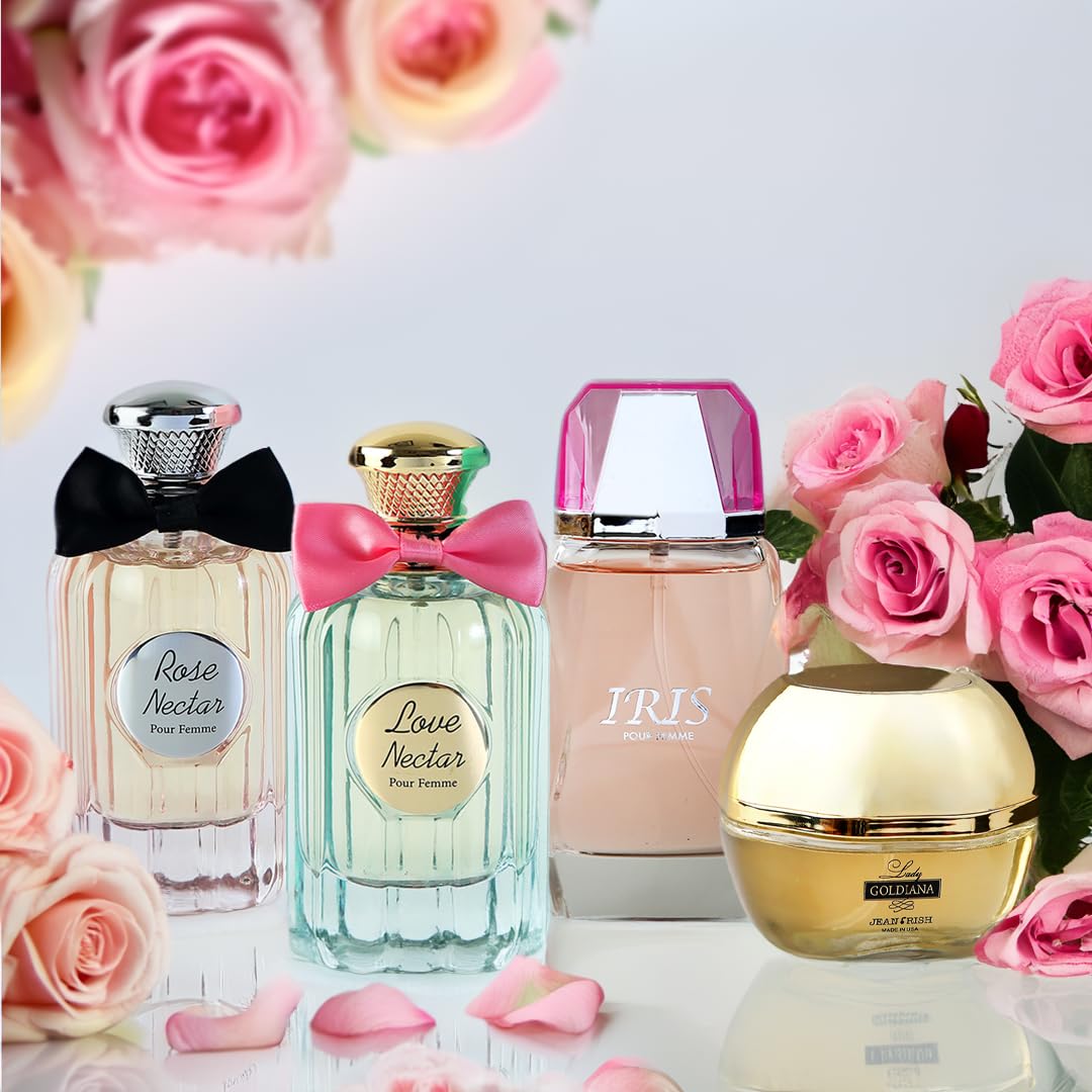 Jean Rish Love Nectar Perfume for Women Eau De Parfum, Long-Lasting Luxury Fragrance, Made In USA - Jasmine, Vanilla, Patchouli, Musk Scent - 100ml / 3.4 oz