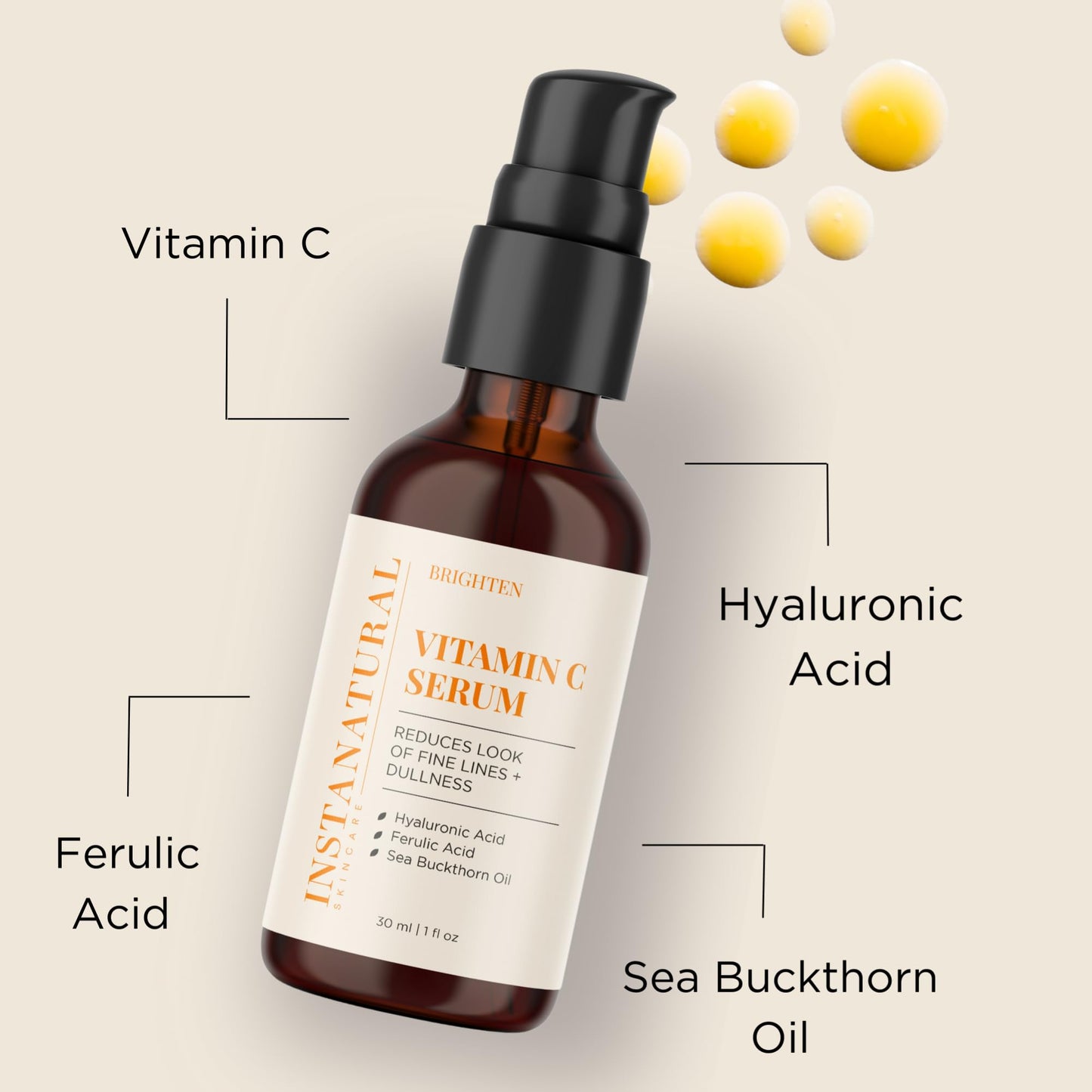InstaNatural Vitamin C Moisturizer and Serum Kit, Brightens and Reduces Signs of Aging, Fine Lines and Wrinkles, with Hyaluronic Acid and Botanical Extracts