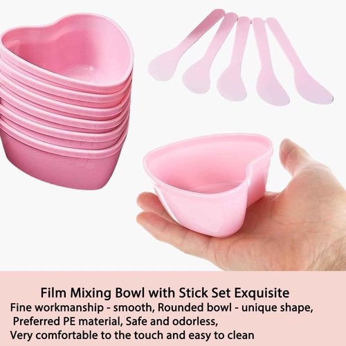 icyhey 20 Pairs Pink Heart-shaped Plastic Facial Mask Mixing Bowls Set with Spatulas - DIY Skincare Mixing Tool Kit, Mud Masks, Home Salon, and Beauty Salon Use, Face Mask Applicator Tool(20Pcs)