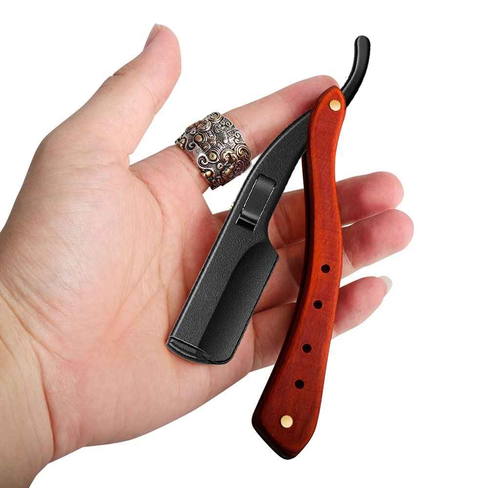 BB Professional Straight Razor Kit - 20 Double-Edged Stainless Steel Blades - Close Shaving Men's Manual Straight Razor - Black/Gold