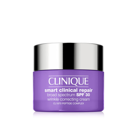 Clinique Smart Clinical Repair Broad Spectrum SPF 30 Wrinkle Correcting Cream with Peptides, Hyaluronic Acid + Glycerin For All Skin Types | Protecting + Repairing, Mini Travel Size, 0.5 Fl Oz