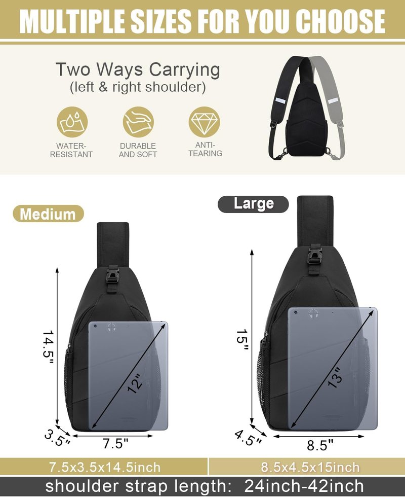 Crossbody Bags for Women & Men - Trendy Sling Backpack with Convertible Shoulder Strap | Casual Chest Bag