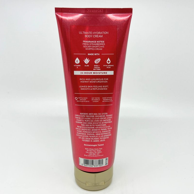 Bath & Body Works - Strawberry Pound Cake - 2 Piece bundle - Shower Gel 10 fl oz and Ultimate Hydration Body Cream 8 oz