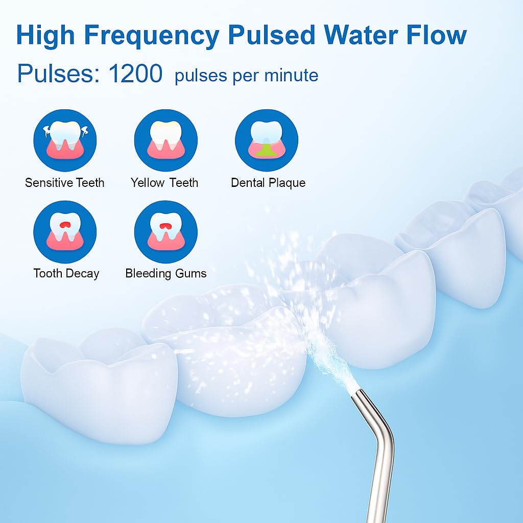 Cordless Water Flosser, 5 Modes, 300ML Tank, IPX7 Waterproof