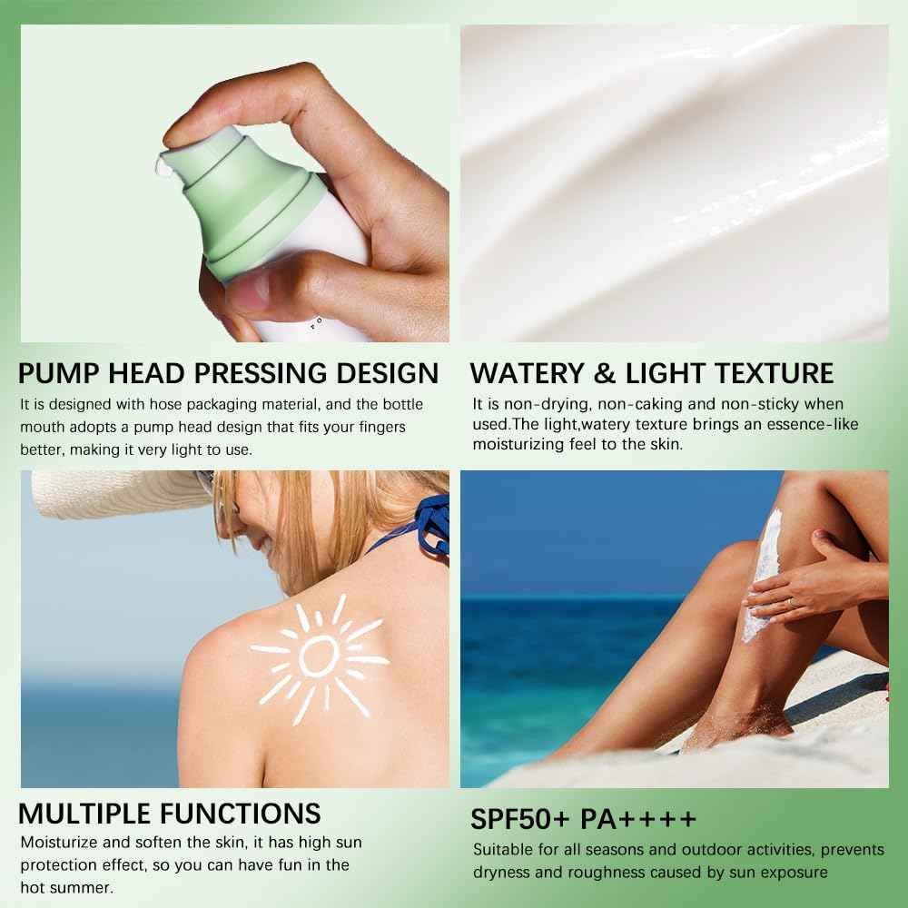 2 Pcs Centella Sunscreen SPF50, Moisturizing Non-Sticky Centella Water-Fit Sun Serum for Face and Body.