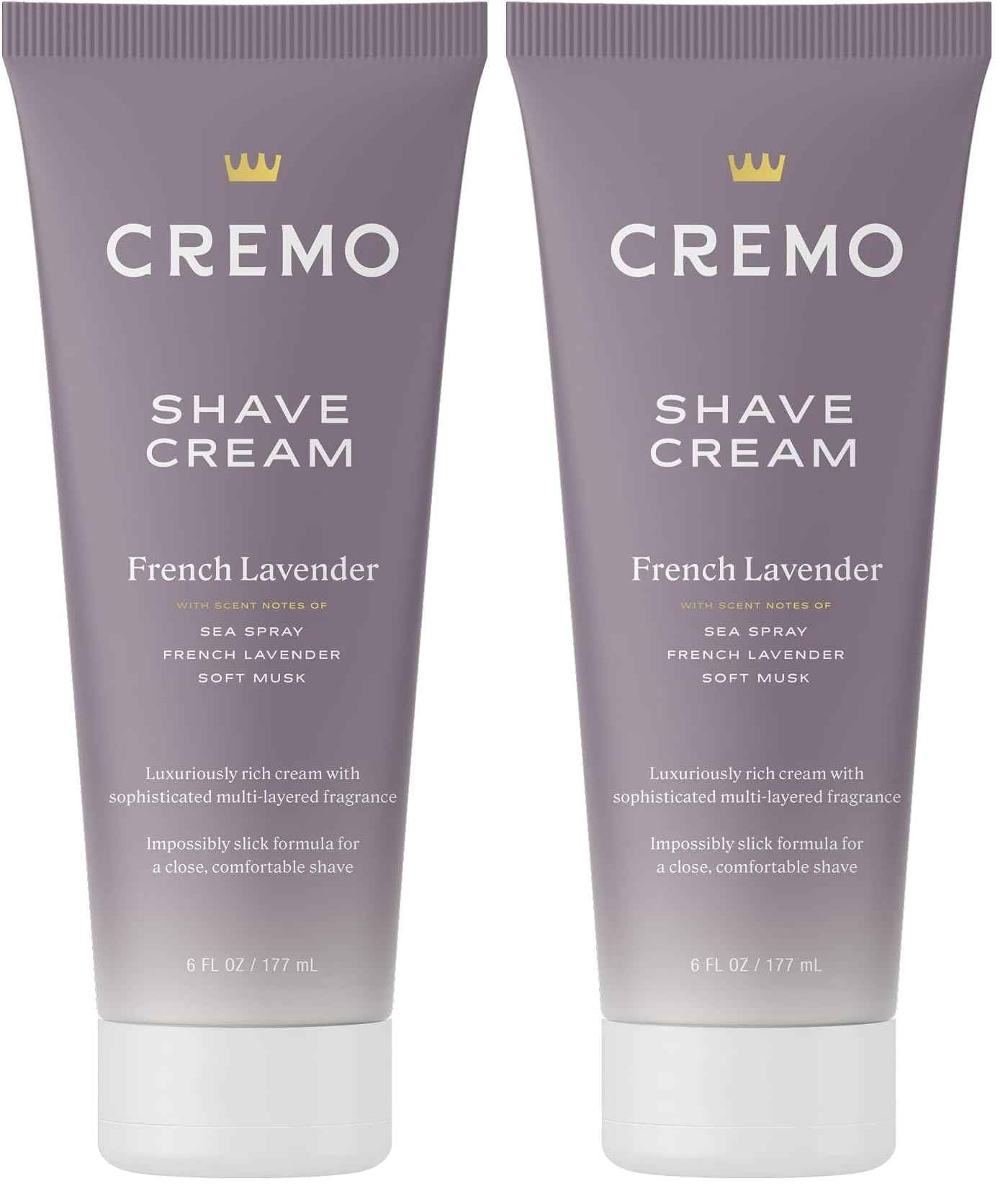 Cremo French Lavender Moisturizing Shave Cream, Astonishingly Superior Ultra-Slick Shaving Cream for Women Fights Nicks, Cuts and Razor Burn, 6 Fl Oz (Pack of 2)