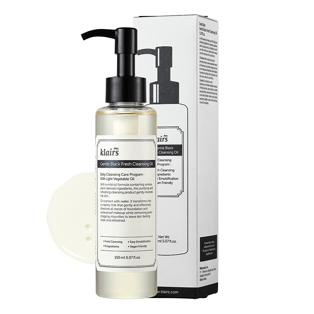 DearKlairs Cleansing Oil - Korean Makeup Remover with 6 Plant Oils | Vegan, Paraben-Free, 5.07 Fl Oz