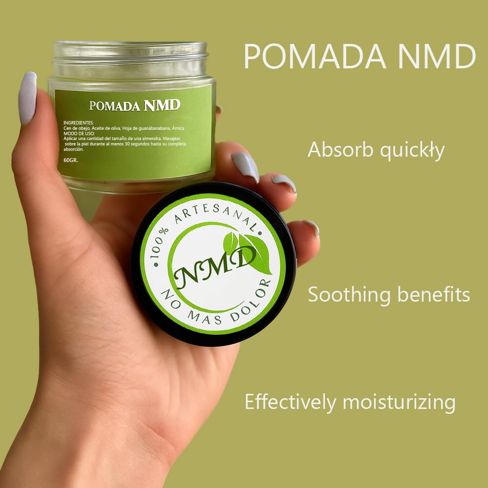 RTQSU Pomada NMD, Pomada NMD Para Dolor Muscular - Natural Herbal Artesanal Joint Cream with Arnica, Olive Oil, Soursop Leaf, Beeswax, Maximum Strength Comfort Ointment for Muscle, Foot (1)