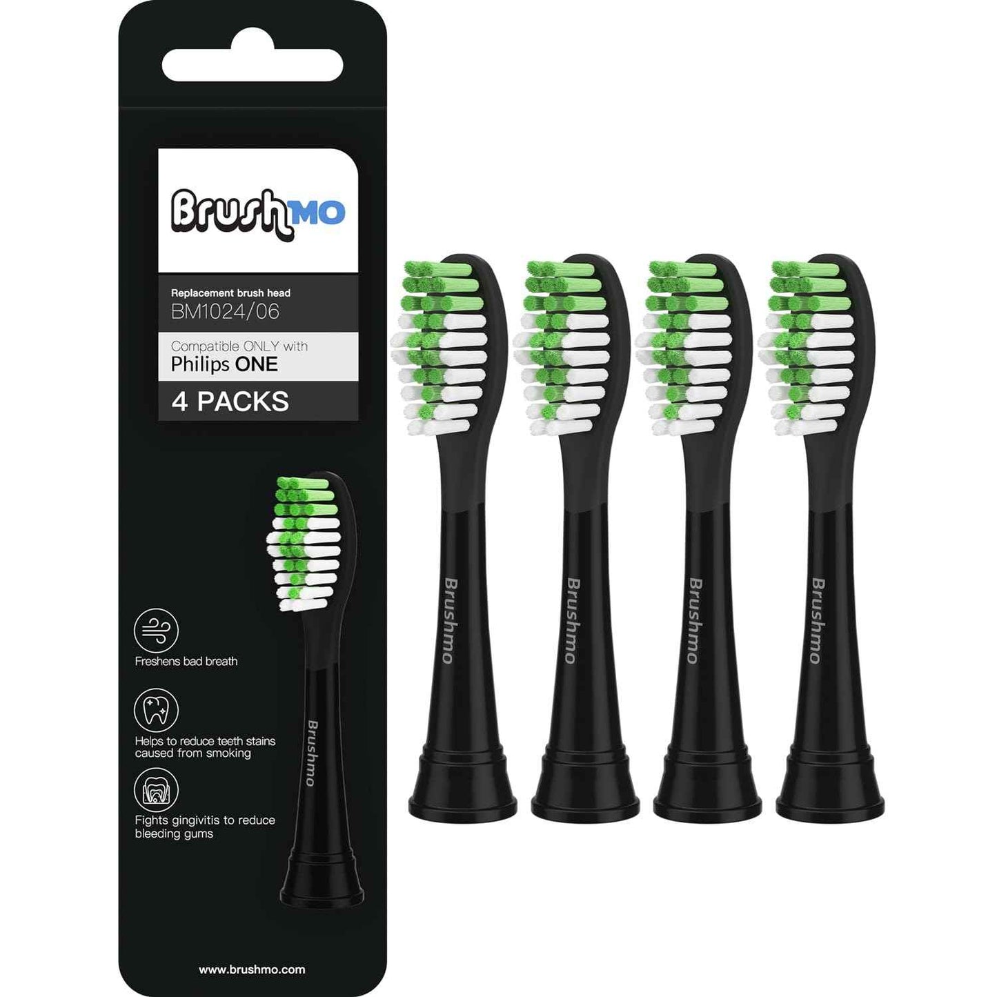 Brushmo Compatible with Philips One for Sonicare Replacement Toothbrush Heads, for HY1100 Brush Head (Shadow Black) 4 Pack + (Miami Coral) 4 Pack
