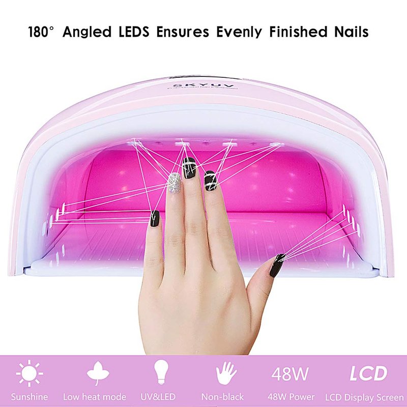 SKYUV 48W LED Nail Dryer - Gel Polish Curing Lamp with 4 Timer Settings & Auto Infrared Sensor