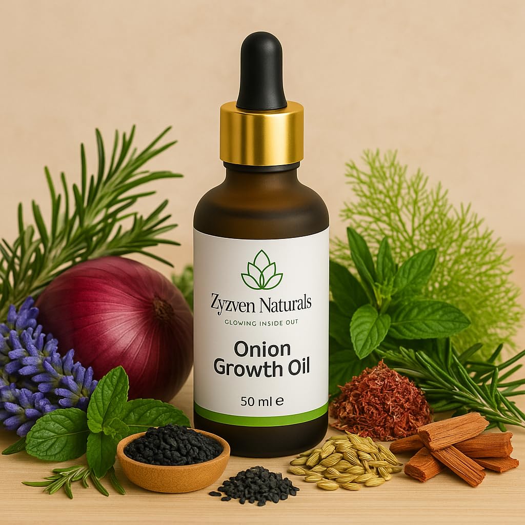 Zyzven Naturals Onion Growth Oil – Multipurpose Scalp & Hair Nourishing Oil with Castor, Black Seed, Moringa & Essential Oils – 50ml Onion Hair oil Natural Hair Care