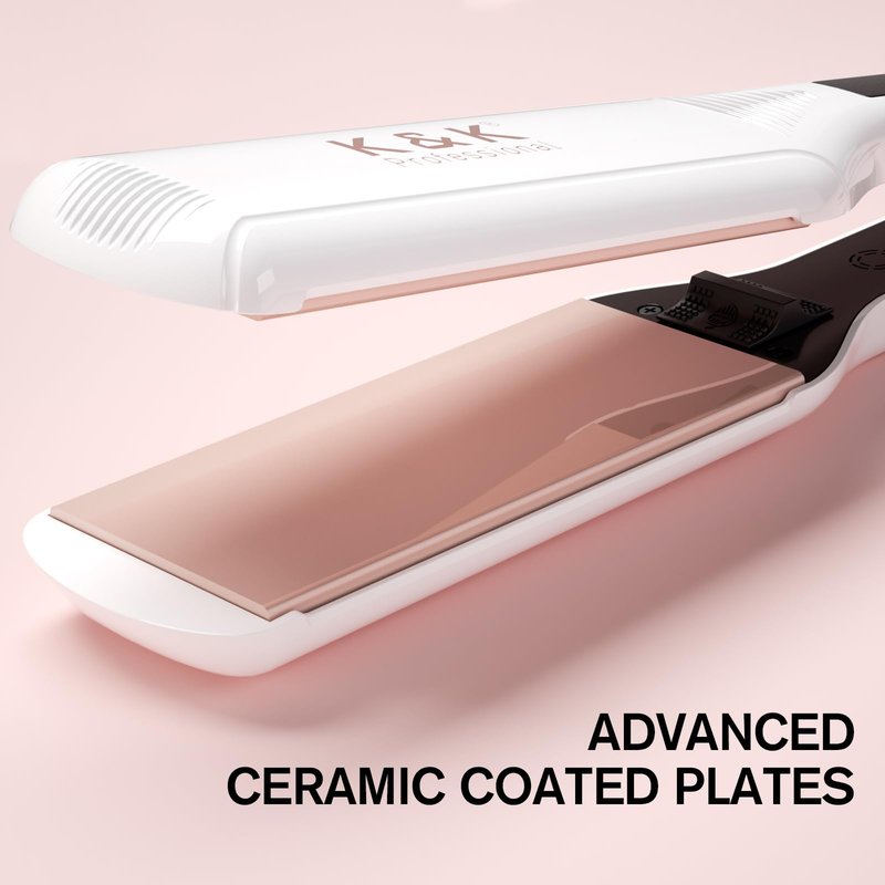 K&K 2.25 Inch Flat Iron Hair Straightener, Professional Extra Wide Hair Straighteners for Therapy Keratin, 3D Floating Ceramic Tourmaline Coating Plate Irons for Thick Hair, Damage and Frizz