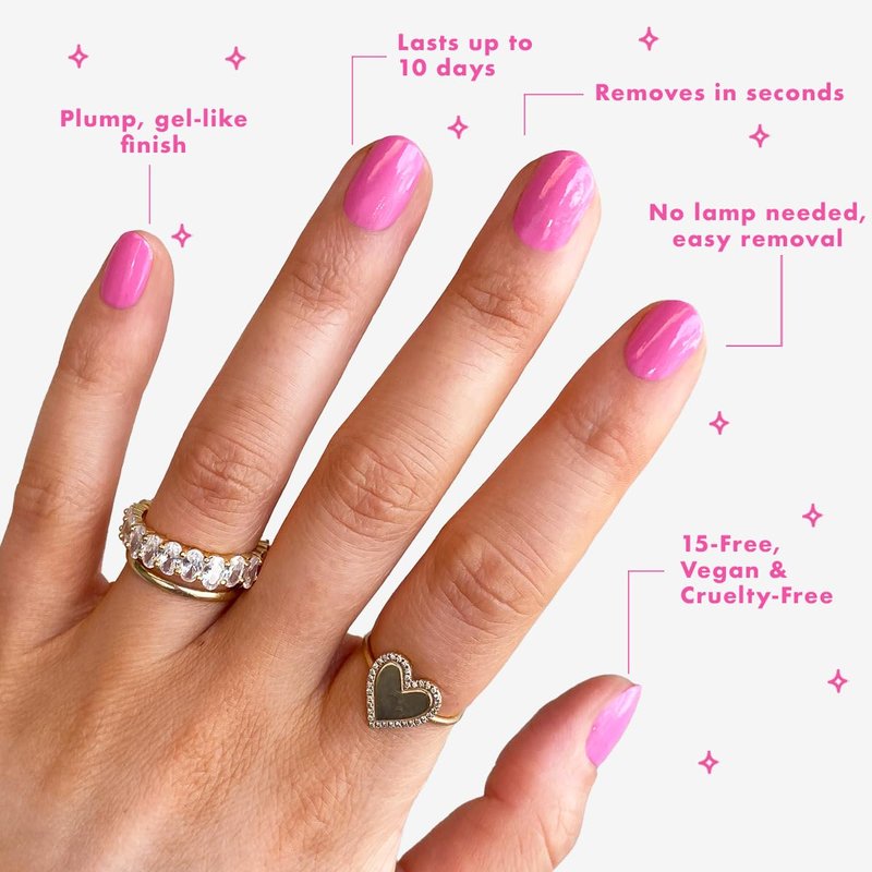 Olive & June Long Lasting Nail Polish - Grateful & Kind Pure Pink | 15-Free Vegan, Gel-Like Finish, Lasts 10 Days