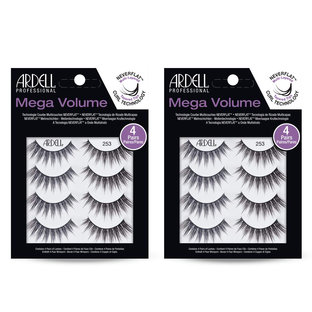 Ardell False Eyelashes Mega Volume 253 – Dramatic, Wispy Lashes, Long-Lasting Fake Lashes for Bold Eye Looks, 2 Pack