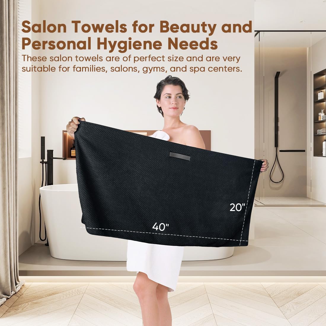 HOMEXCEL Soft Salon Towels 24 Pack, (16 x 27 Inches) Microfiber Highly Absorbent Barber Towel, Black Fast Dry Hand Towels for Salons, Gym, Spa, Pool, Massage Parlors and Personal Use