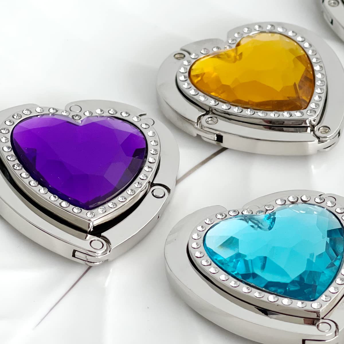 Wrapables Heart Shaped Purse Hook Hanger with Rhinestones, Sky Blue