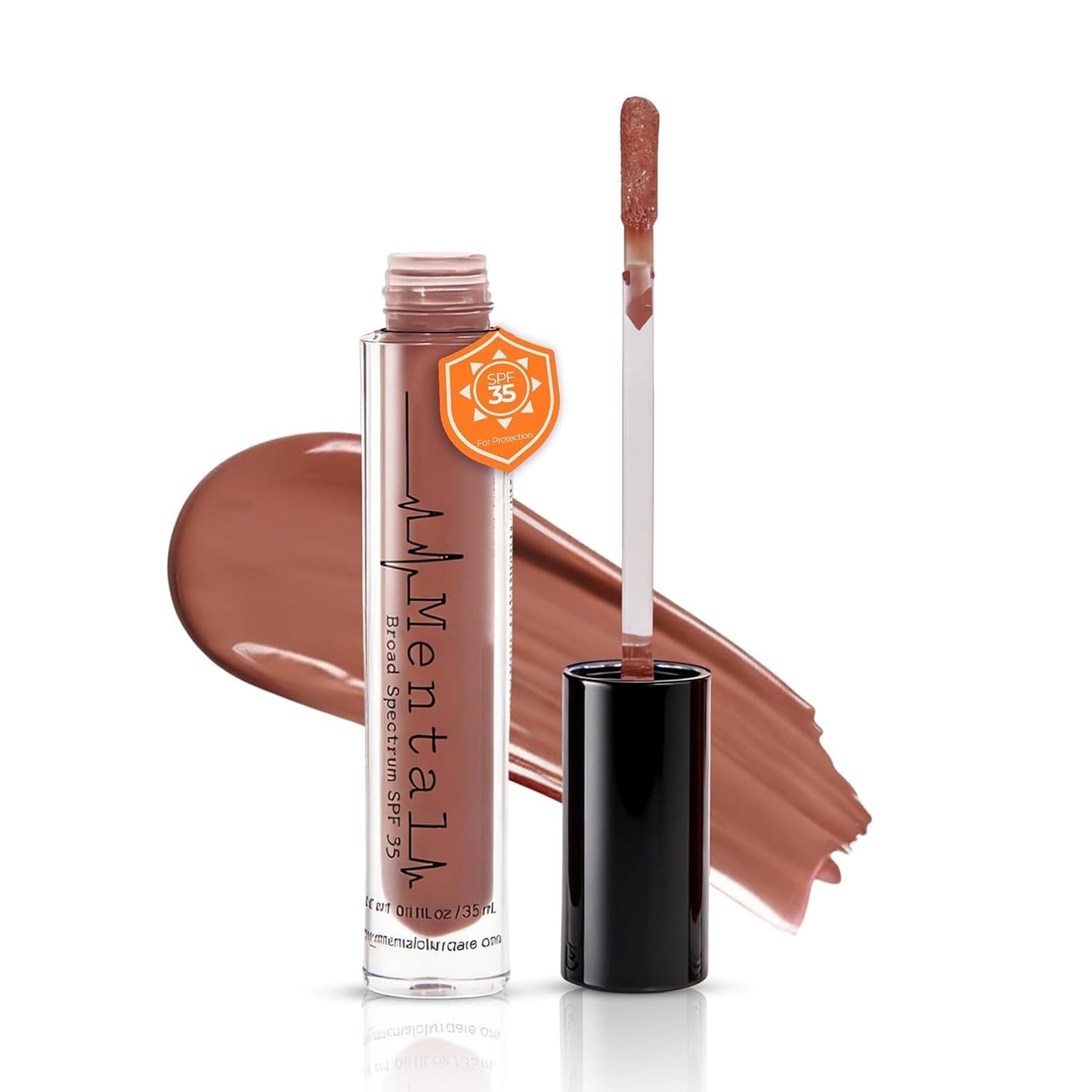 Mental Skincare Hydrating Brown Tinted Lip Gloss – Weightless Formula with Soft Luminous Finish & Smooth Color Payoff - Non-Sticky Lip gloss for Women for Long-Wear & Buildable Pigment – 0.11 Fl Oz.
