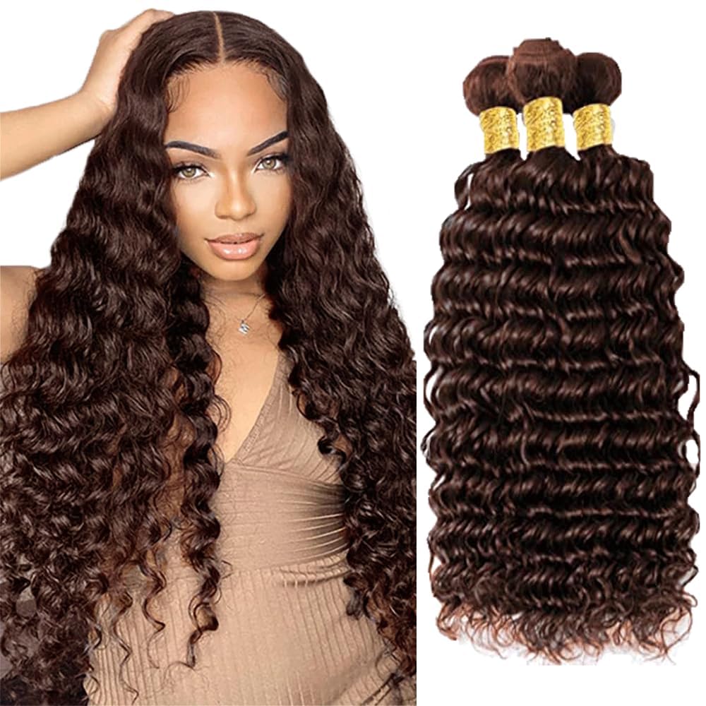 Brazilian Chocolate Brown Human Hair Bundles - Deep Wave 8-10-12 Inch | Unprocessed Virgin Hair for Black Women