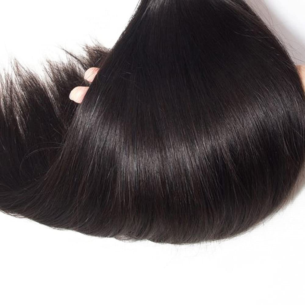Natural Black Straight Bundles Human Hair Unprocessed Virgin 3 Bundles 16 18 20 Inch Straight Bundle Human Hair Extensions 50 Gram Per Bundle