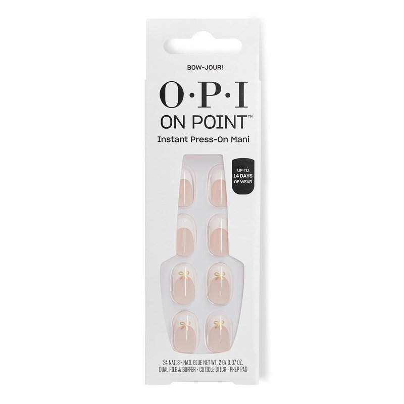 OPI On Point Press On Nails - Short Round & Squoval Nail Art | 24 Count With Glue | Long Lasting, Reusable