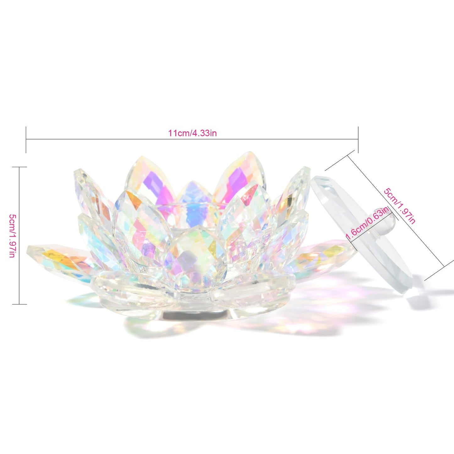 KADS Nail Art Dappen Dish with Lid Lotus Flower Shape Crystal Nail Dish Nail Art Liquid Powder Dish Bowl for Nail Art Manicure Care Tools Colorful