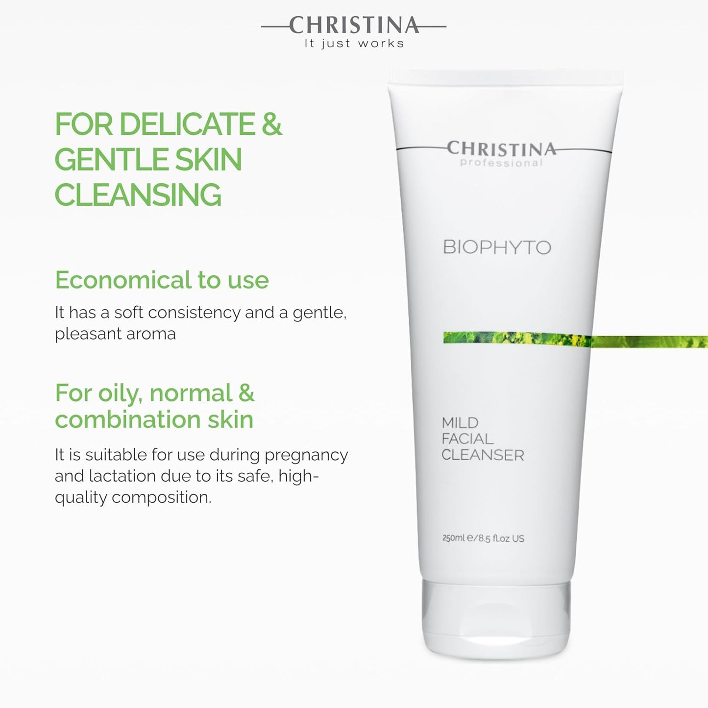 Biophyto Mild Facial Cleanser - Soapless Gentle Face Wash with Green Tea & Cucumber Extracts | 250 ml for All Skin Types