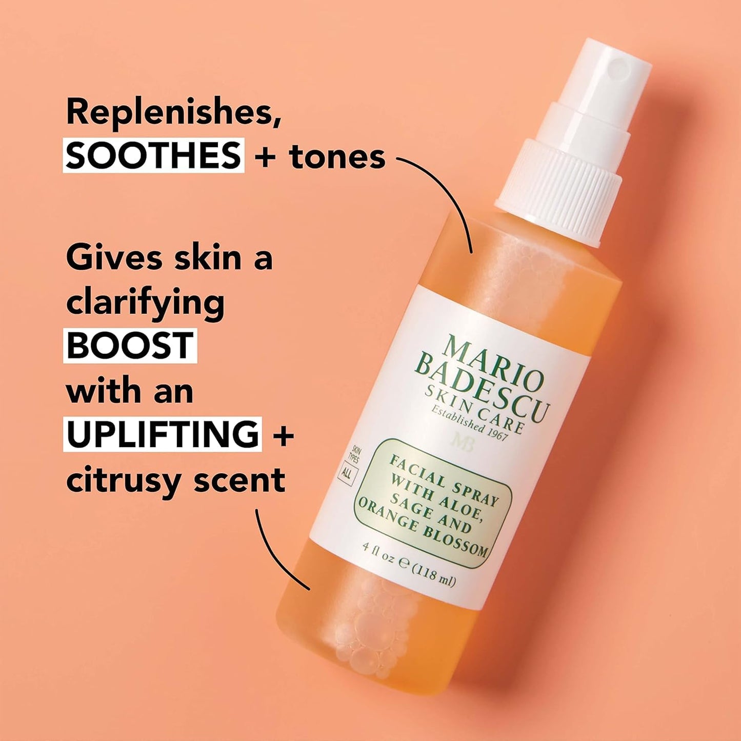 Mario Badescu Facial Spray with Aloe, Chamomile and Lavender for All Skin Types | Face Mist that Hydrates and Restores Balance & Brightness