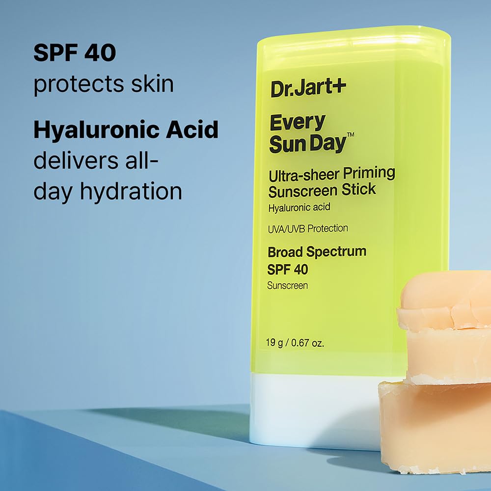 Dr.Jart+ Every Sun Day Invisible Korean Sunscreen Stick SPF 40 with Hyaluronic Acid | Glides Over Makeup | Korean Skincare | Travel Size, 0.67 Ounce