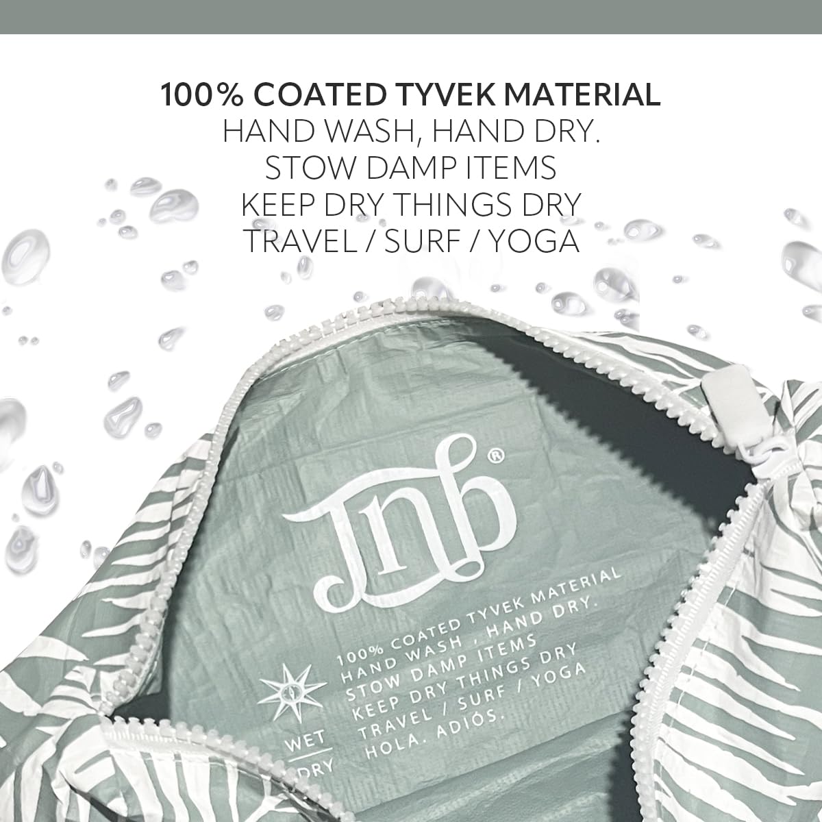 JNB 100% Coated Tyvek Material Palm Leaves Design Beach Pouch, Waterproof Pouch for Beach, Makeup Pouch, Wet Dry Bag, Sag03